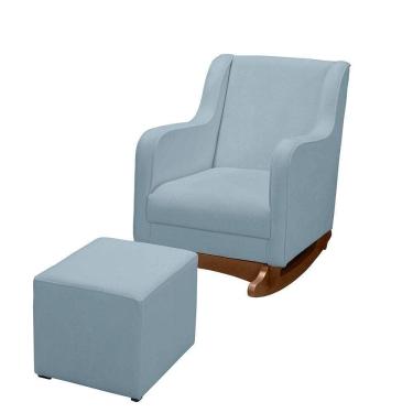 Imagem de Cadeira Poltrona Amamentação E Balanço áquila Plus Boucle Azul Bebê C/ Puff - Anjo De Casa