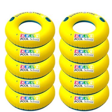 Imagem de 10 Boias de Cintura para Adultos e Crianças 90cm Diâmetro Suporta até 80kg com Alças