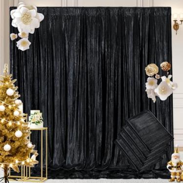 Imagem de Pano de fundo de parede preto brilhante: painel de fundo de lantejoulas 1,5 m x 3 m, 4 peças, cenários fotográficos para aniversário, casamento, formatura e decoração de despedida de solteira
