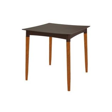 Imagem de Mesa Tramontina Laura Rattan 70 cm Polipropileno Marrom Pernas Madeira