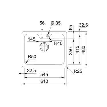 Imagem de Cuba De Embutir Bell Franke 54,5x41,5 c/ acessórios e válvula 4,5