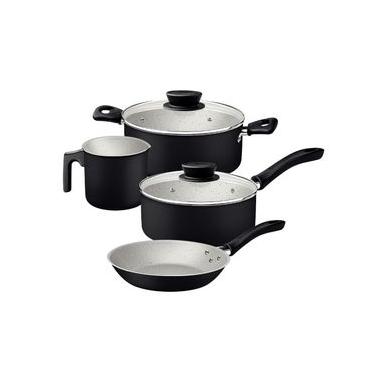 Imagem de Jogo de Panelas Tramontina Linz 4 Peças em Aluminio Antiaderente Starflon Max Preto