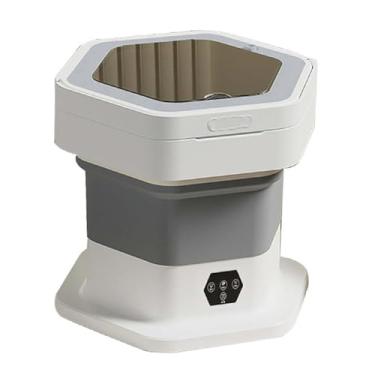 Imagem de HGTRH Minilavadoras portáteis, mini máquina de lavar portátil 8 l cesta de correr 3 modos controlo tátil inteligente para roupa interior meias e objetos pequenos campismo viagem cinzento