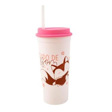 Imagem de Copo Infantil com Canudo 650ml - Raposinha Divertida