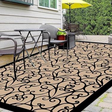 Imagem de HGTRH Tapete de área externa acampamento à prova de intempéries, tapete de varanda impermeável pequeno, tapetes de tecido de veludo de cristal leve para uso ao ar livre antiderrapante macio resistente