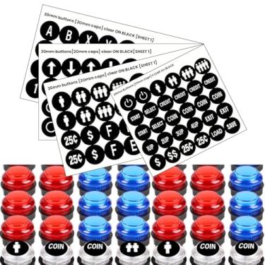 Imagem de 24mm & 30mm Arcade Button Stickers - Black Die Cut Game Button Cap Labels, Compatible with EG Starts DIY Kits, Jamma/Mame Projects & Controller Customization