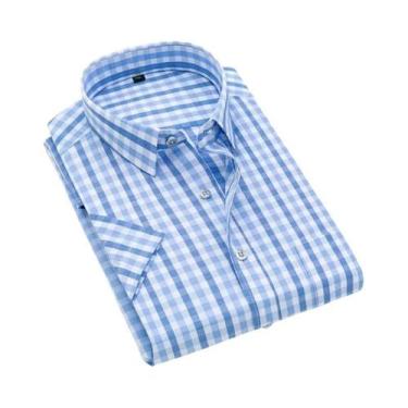 Imagem de Camisa Casual Masculina De Manga Curta Em Estampa Xadrez, Camisa De Ve
