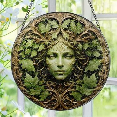 Imagem de Protetor solar de vitral para homem verde, pendurado em vitrais, decoração de janela de 20 cm, presente para amantes de jardim, presente de aniversário de dia das mães para mãe, avó, mulheres, irmã