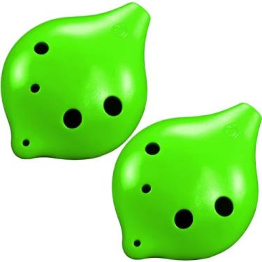 Imagem de Instrumento musical Ocarina de 6 furos, flauta de vento alto C de 6 furos, instrumento musical de nível iniciante para estudantes adultos (Ocarina 6 furos-verde, pacote com 2)