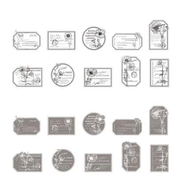 Imagem de 20 peças de adesivos florais pretos e brancos para manuais DIY, diários, agendas - adesivos de tema decorativo para scrapbooking, diário