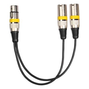 Imagem de YIJU Cabo divisor de microfone, 1 XLR fêmea para 2 XLR macho, cabo patch em Y de 30 cm para equalizador de microfone e gravação, Amarelo