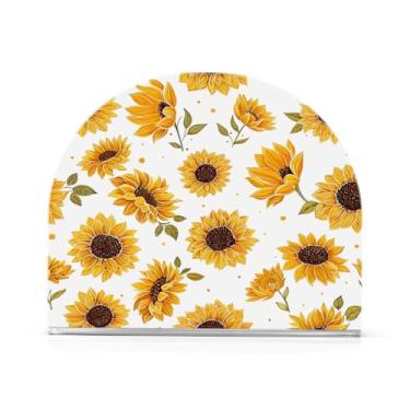 Imagem de Qilmy Porta-guardanapos de acrílico com flores de girassol, suporte de guardanapo de coquetel de plástico transparente para mesas de restaurante de cozinha, 2 peças