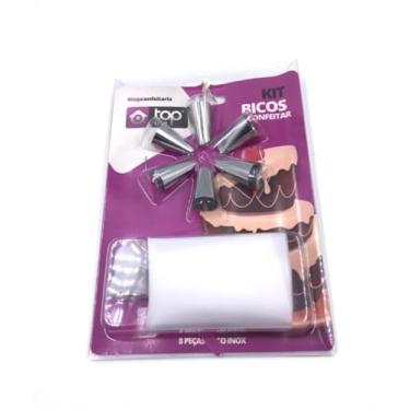 Imagem de Bicos De Confeitar Inox + Saco Bisnaga 8 Peças Para Confeitaria | Kit Decoração Bolos Cupcakes Tortas Sobremesas