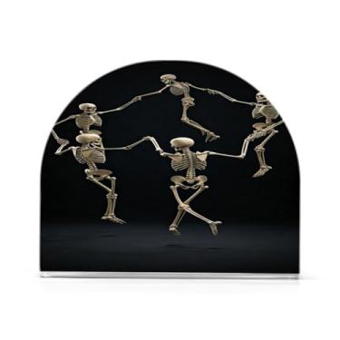 Imagem de JUZIHAI Porta-guardanapos dançantes esqueletos para mesa dispensador de guardanapo de acrílico para mesa suporte de lenços independente para cozinha sala de jantar bar festa decoração de casa