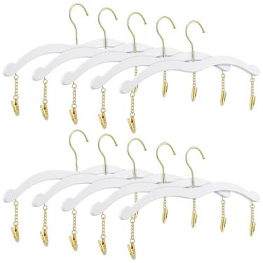 Imagem de Pacote com 10 cabides de lingerie com clipes de metal dourado, bralettes de imitação de madeira, cabides de biquíni, cabides de material plástico para sutiã, regatas, sutiãs, biquíni