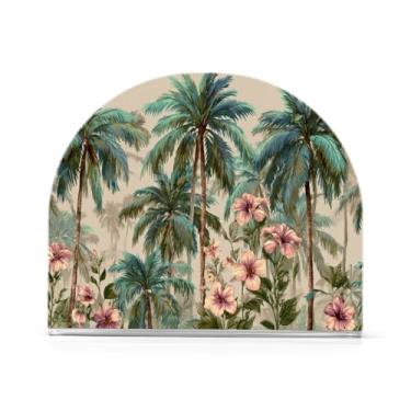 Imagem de Qilmy Porta-guardanapos acrílico para palmeiras tropicais, suporte de lenços de mesa independente, dispensador de papel de coquetel para cozinha, jantar, restaurante, bar, decoração, 1 pacote