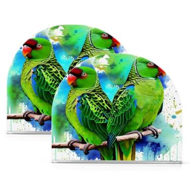Imagem de Qilmy Porta-guardanapos acrílico para papagaios vibrantes, suporte de lenços de mesa independente, dispensador de papel de coquetel para cozinha, jantar, restaurante, bar, decoração, 2 unidades