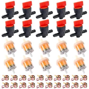 Imagem de SPEEDWOX Válvula de desligamento de combustível com braçadeira, válvula de gás reta com braçadeiras para cortador de grama e trator de jardim, lavadora de pressão, soprador de neve em linha, controle