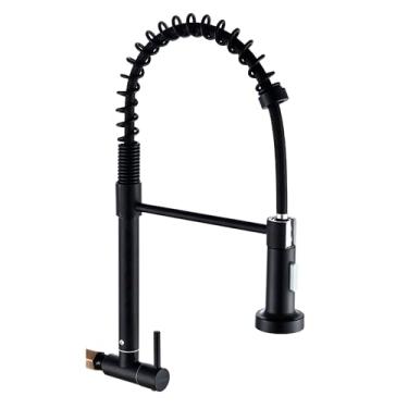 Imagem de Torneira para Cozinha Gourmet de Parede Pia com Pulverizador Pull Down Extensível Bica 360º Flexível Aço Inox 304 Preta Brinovar