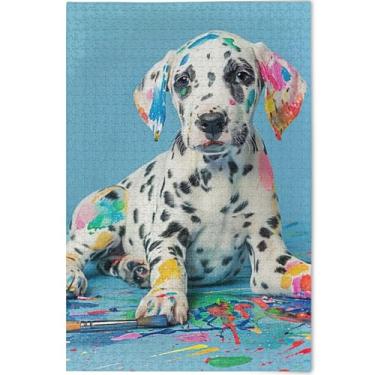 Imagem de Quebra-cabeça engraçado dálmata filhote de cachorro 1000 peças adultos família brinquedo arte natureza quebra-cabeças presentes personalizados para jogo de elefante branco, 75 cm x 50 cm