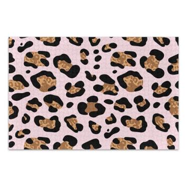 Imagem de Quebra-cabeça de leopardo preto caramelo rosa macio 500 peças adultos presentes de festa elefante branco diversão família quebra-cabeça pintura de arte animal, 51 x 35 centímetros