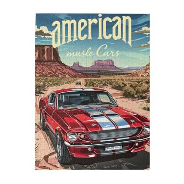 Imagem de CDSASHCA 500 peças de quebra-cabeça de madeira adulto – Carro musculoso americano clássico, design vintage, perfeito para entusiastas de carros, peças se encaixam perfeitamente, aproveite o processo