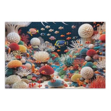 Imagem de Quebra-cabeça 1000 peças adulto mundo marinho coral família quebra-cabeças presentes exclusivos quebra-cabeça presentes arte animal, 75 x 40 centímetros
