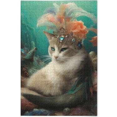 Imagem de Quebra-cabeças engraçadas personalizadas com flores de gato para adultos, 1000 peças, pintura de arte floral, presentes tecnológicos para amantes, 75 x 50 cm