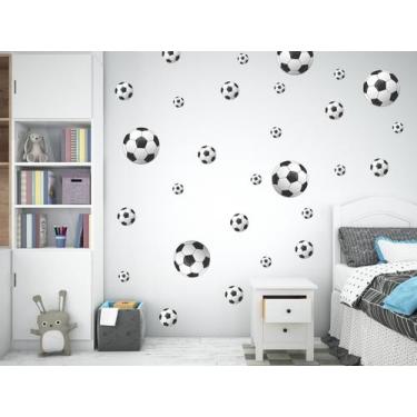Imagem de adesivo de parede bolas de futebol decoração quarto sala esporte - ade