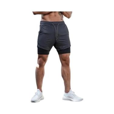Imagem de Shorts de Corrida de Compressão 2 em 1 Masculino - Ideal para Academia