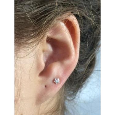 Imagem de Promoção Brinco Prata Maciça 925 Pedra Zirconia Estrela 5mm - Lojas La