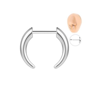 Imagem de 6ixGosh Anel de septo push in de 16 g em forma de C anilhas de septo em forma de C argolas de septo em ferradura para mulheres e homens, argola de cartilagem de nariz de calibre pesado, 8MM, Aço