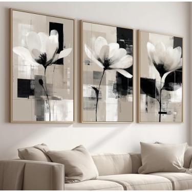 Imagem de Kit 3 Quadros Decorativos Com Moldura Tecido Canvas, Arte Para Quarto, Sala, Corredor, 40x50cm