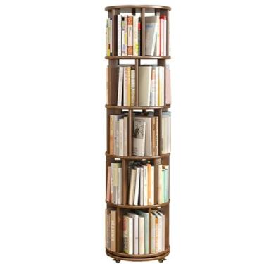 Imagem de Torre giratória de 360° - Estante organizadora de canto pequena de madeira maciça de 5 camadas para quarto e sala de estar - rack de armazenamento de prateleira de livros de exibição de 43 x 43 x 165