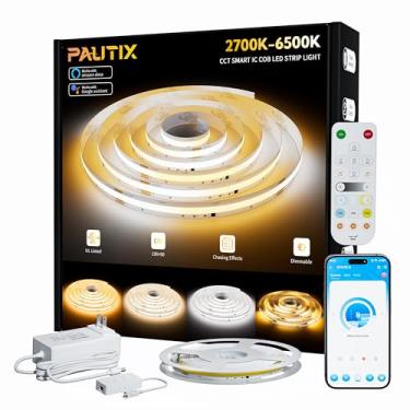 Imagem de PAUTIX Fita de luzes LED COB endereçáveis 2700K-6500K luz branca CCT Smart IC sintonizável, 10 metros, superbrilhante, controle de voz Alexa, para iluminação DIY sob armário quarto cozinha