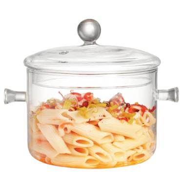 Imagem de Panelas de vidro, panela de vidro borossilicato resistente ao calor de 1,9 L/1,8 l com tampa, panelas de vidro para cozinhar no fogão, conjunto de utensílios de cozinha, panela de fogão para sopa