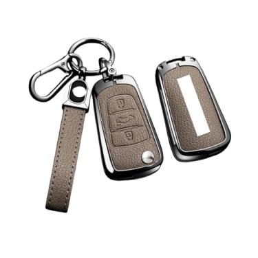 Imagem de Capa de liga para chave de carro, compatível com Great Wall Haval Hover Wingle 5 6 H3 H5 H6 H1 H3 C30 C50 M4 3 botões, bolsa protetora, chaveiro(A 2-2 Brown)