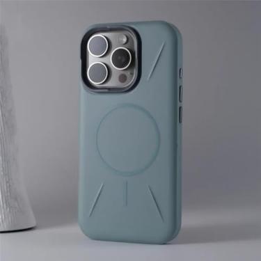 Imagem de Capa magnética para carregamento sem fio para iPhone 16, 16 Pro Max, 15, 14 Pro, 13 e 12, fosca, híbrida, resistente a impactos, rígida, azul, para iPhone 15 Plus