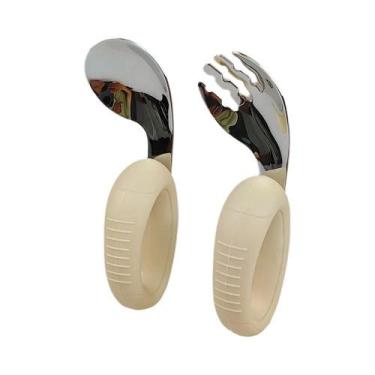 Imagem de Garfo E Colher De Silicone Para Bebês Com Cabo Curto, Utensílios De Tr