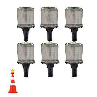 Imagem de Sinalizador Viario Solar Kit 6 Uni Estrada Alerta Transito Cone Rodovia Obra Emergencia