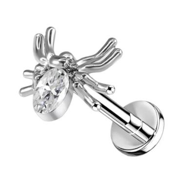 Imagem de Brinco De Piercing Tragus Em Aço Inoxidável Com Strass, Cruz Crescente