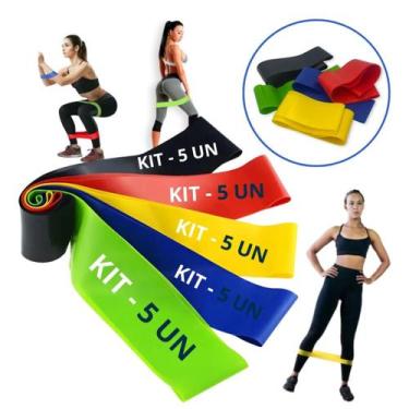 Imagem de Kit 5 Super Mini Band Faixas Elásticas Exercício Funcional Pilates - G