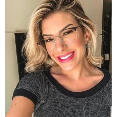 Imagem de Armação Óculos Grau Feminina Redonda Miranda Preta