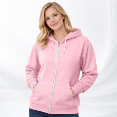 Imagem de Moletom Aberto Com Ziper Liso Capuz Bolso Blusa moleton Unissex Masculino e Feminino Blusão-Unissex