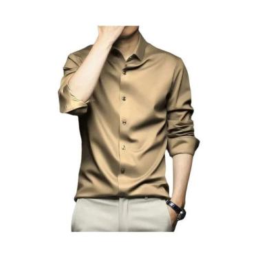 Imagem de Camisa De Trabalho Masculina Slim Fit De Manga Longa, Não Amassa, Core