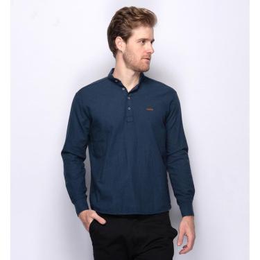 Imagem de Bata Masculina Camisa Gola Padre Linho Algodão Manga Longa-Masculino