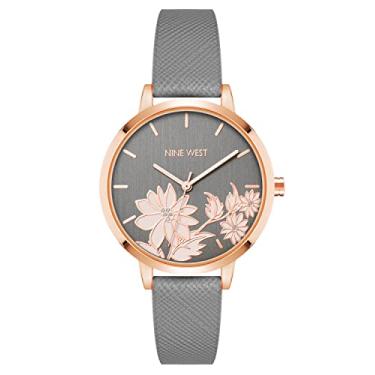 Imagem de Nine West Relógio feminino com pulseira, NW/2884, Cinza/ouro rosa, Movimento de quartzo