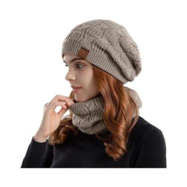 Imagem de Conjunto de Chapéu, Cachecol e Balaclava de Malha Pelúcia para Inverno