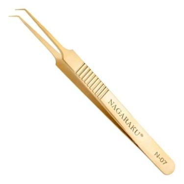 Imagem de Pinça Nagaraku N07 Gold Extensão Cílios P/ Fios Tecnológicos - Congrat