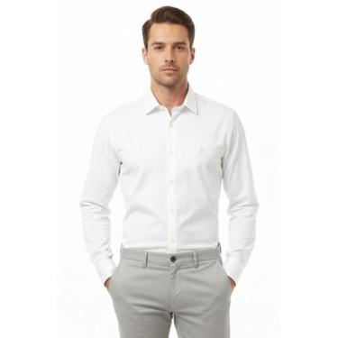 Imagem de Camisa Masculina Slim Fit Premium Polo Wear Marinho, Branco, M